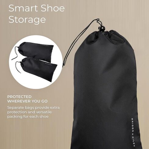 Briggs & Riley Shoe Bags for Travel - Shoe Covers for Men & Women, Luggage Storage Accessories for Packing in Suitcase, Drawstring for Secure Fit - Travel Essentials, Black (Pack of 2) in Saudi Arabia