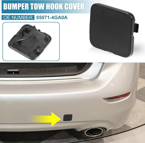 X AUTOHAUX Car Rear Bumper Tow Hook Cover 85071-4GA0A for Infiniti Q50 2014-2018 Tow Hook Eye Lid Cover Trailer Cap Midnight Black in Saudi Arabia