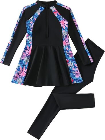 IDOPIP Muslim Swimsuits for Girls Modest Swimwear Burkini Full Cover Rash Guard Top Pants Set with Hijab Islamic Bathing Suit in Saudi Arabia