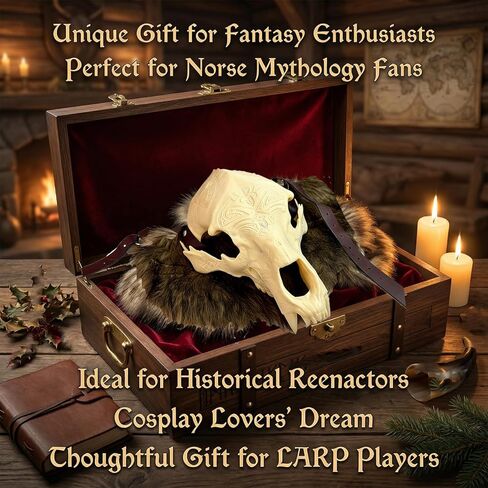 درع الكتف على شكل جمجمة الفايكنج والفراء الصناعي - بولدرون البربري من العصور الوسطى مع عظمة صناعية/فرو صناعي - إكسسوار زي تنكري لدرع الكتف من أجل LARP، ومهرجان عصر النهضة، والهالوين والهدايا in Kuwait