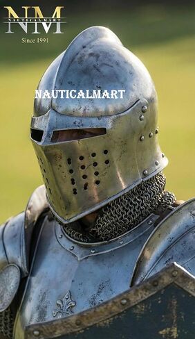 Medieval Knight in Full Plate Armor Wearable 18-Gauge Steel Crusader Costume Fantasy Functional Armor Set Close Helmet Full Body Steel Suit for LARP, Cosplay & Display for Reenactment & Halloween in Saudi Arabia