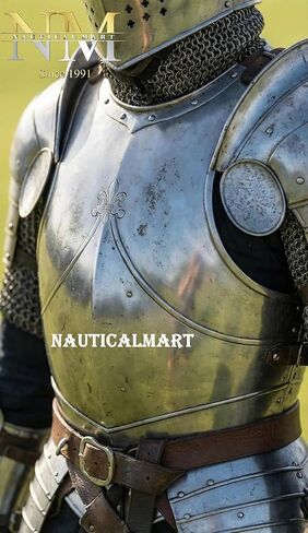 Medieval Knight in Full Plate Armor Wearable 18-Gauge Steel Crusader Costume Fantasy Functional Armor Set Close Helmet Full Body Steel Suit for LARP, Cosplay & Display for Reenactment & Halloween in Saudi Arabia