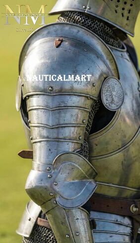 Medieval Knight in Full Plate Armor Wearable 18-Gauge Steel Crusader Costume Fantasy Functional Armor Set Close Helmet Full Body Steel Suit for LARP, Cosplay & Display for Reenactment & Halloween in Saudi Arabia