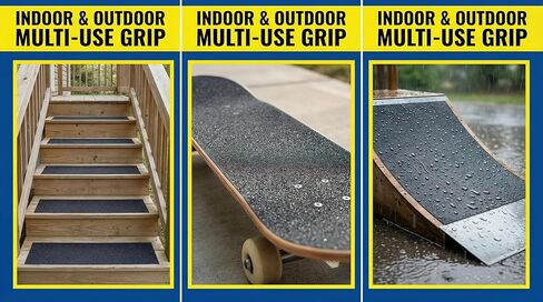 12" x 30Ft Heavy Duty Anti Slip Tape, 80 Grit Grip Tape, All Weather Abrasive Friction for Stairs, Skateboards, Indoor Outdoor, Garage Ramps, Home & Business - Black in Saudi Arabia