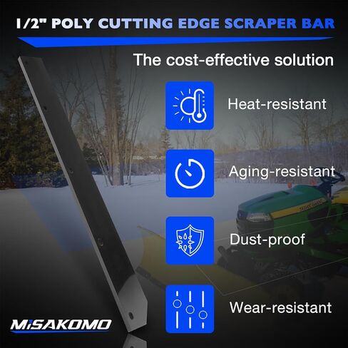 1/2" Heavy Duty Poly Cutting Edge Scraper Bar Compatible with John Deere 54" Front Mount Snow Blade Plow, Replace# M75679 in Saudi Arabia