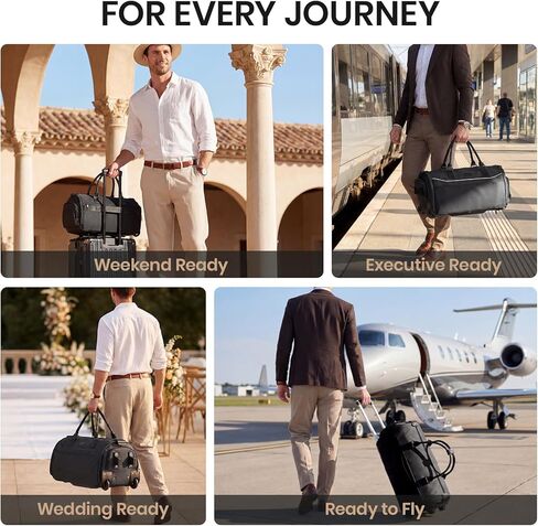 Fanwoli Carry On Rolling Garment Bag With Wheels, TSA Approved Airline Compliant Suit Luggage, Convertible Wrinkle-Free Garment Duffle Bag For Travel, Business & Wedding Suit Carrier Weekender(Black) in Saudi Arabia