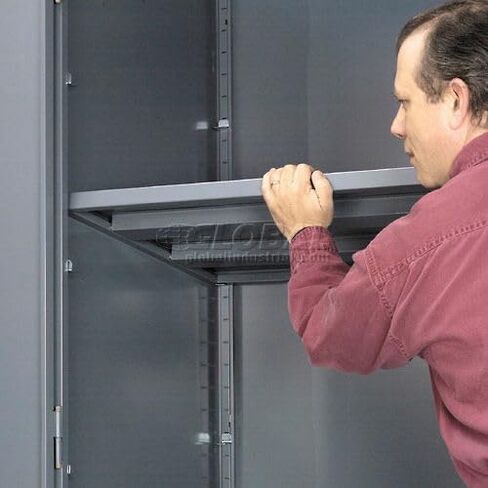 Global Industrial Clear View Storage Cabinet with Locking Handle, 4 Height Adjustable Shelves, Steel Construction, 48" W x 24" D x 78" H, Gray, Assembled in Saudi Arabia
