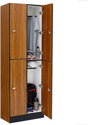Alpine 6 Door Wooden Locker Cabinet - 72" Expandable Commercial Storage Lockers for Gym, Spa, Office & Golf Club - Includes Metal Base & Lock-Ready Handles, Triple Column 2 Tier - Walnut in Saudi Arabia