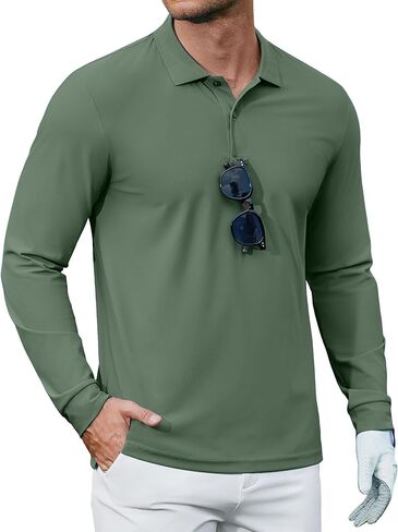 COOFANDY Men's Long Sleeve Polo Shirts Moisture Wicking Golf Shirts Lightweight Athletic Collared Shirt in Saudi Arabia