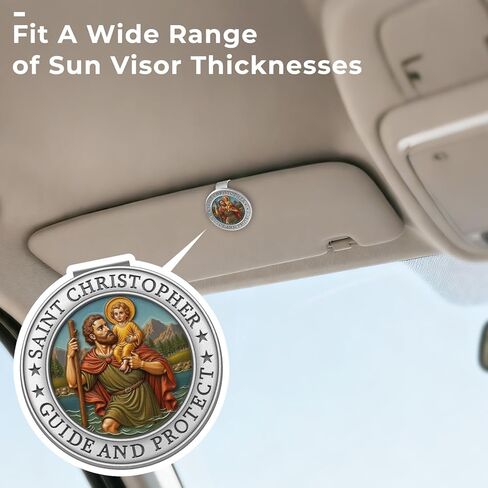 ميدالية سانت كريستوفر للسيارة، مشابك قناع ميدالية سانت كريستوفر لتزيين السيارة وإكسسوارات السيارات هدية السلامة للسائق الجديد وصديق العائلة (1) in Kuwait