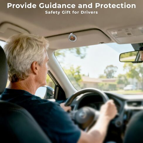 ميدالية سانت كريستوفر للسيارة، مشابك قناع ميدالية سانت كريستوفر لتزيين السيارة وإكسسوارات السيارات هدية السلامة للسائق الجديد وصديق العائلة (1) in Kuwait