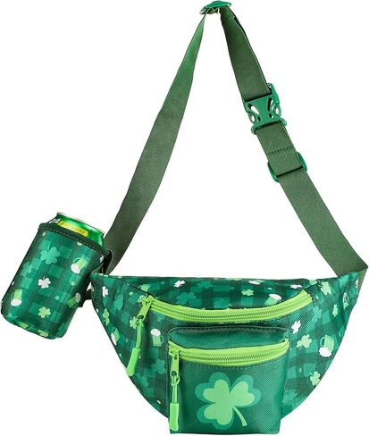 Reginary St. Patrick's Day Fanny Pack with Drink Holder Shamrock Waist Bag for Men Women Clover Waist Pack Festival Holiday Party Favor Accessories in Saudi Arabia