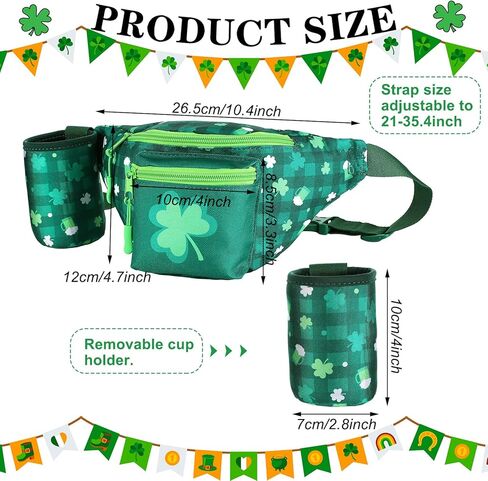 Reginary St. Patrick's Day Fanny Pack with Drink Holder Shamrock Waist Bag for Men Women Clover Waist Pack Festival Holiday Party Favor Accessories in Saudi Arabia