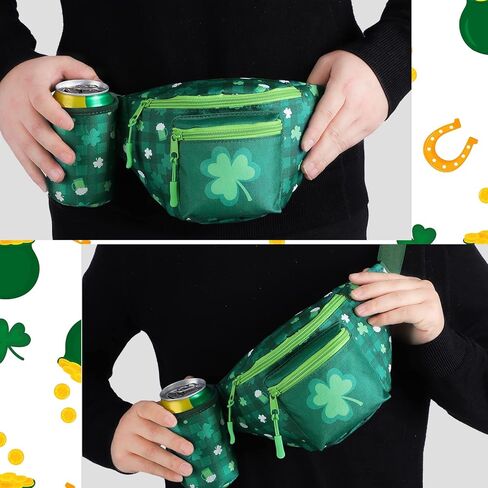 Reginary St. Patrick's Day Fanny Pack with Drink Holder Shamrock Waist Bag for Men Women Clover Waist Pack Festival Holiday Party Favor Accessories in Saudi Arabia