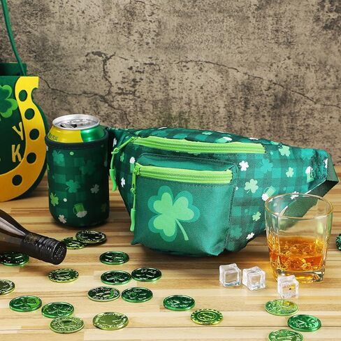 Reginary St. Patrick's Day Fanny Pack with Drink Holder Shamrock Waist Bag for Men Women Clover Waist Pack Festival Holiday Party Favor Accessories in Saudi Arabia
