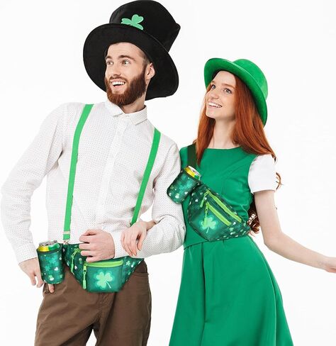 Reginary St. Patrick's Day Fanny Pack with Drink Holder Shamrock Waist Bag for Men Women Clover Waist Pack Festival Holiday Party Favor Accessories in Saudi Arabia