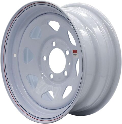 Premium Service 14x5.5 5 On 4.5 Spoked Steel Trailer Wheel - White with Pin Stripes in Saudi Arabia