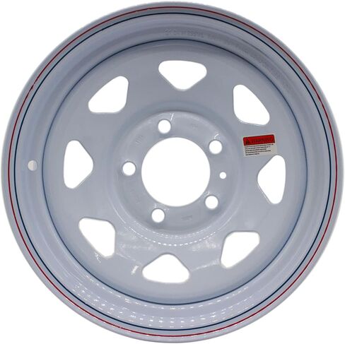 Premium Service 14x5.5 5 On 4.5 Spoked Steel Trailer Wheel - White with Pin Stripes in Saudi Arabia