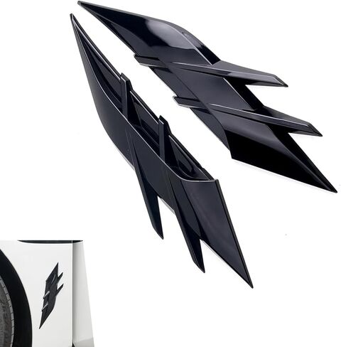 2 PCS Car Side Vent Hood Trims, Sporty Shark Fin Intake Spoiler, TPU Anti-Scratch Rear Bumper Diffuser Decoration, Self-Adhesive DIY Exterior Conversion Accessory (Glossy Black) in Saudi Arabia