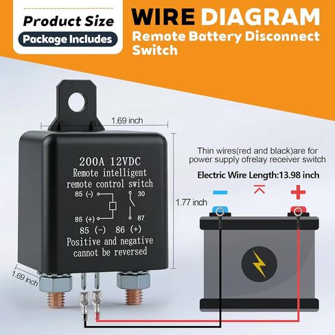 Remote Battery Disconnect Switch 12V, 200A Remote Control Battery Kill Switch, Anti Theft and Battery Drain Automatic Power Shut Off Switch for Car, Auto, ATV, Truck in Kuwait