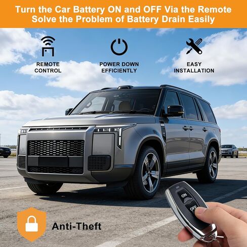 Remote Battery Disconnect Switch 12V, 200A Remote Control Battery Kill Switch, Anti Theft and Battery Drain Automatic Power Shut Off Switch for Car, Auto, ATV, Truck in Kuwait