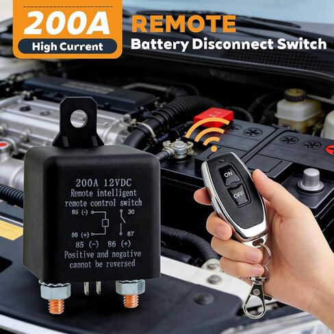 Remote Battery Disconnect Switch 12V, 200A Remote Control Battery Kill Switch, Anti Theft and Battery Drain Automatic Power Shut Off Switch for Car, Auto, ATV, Truck in Kuwait