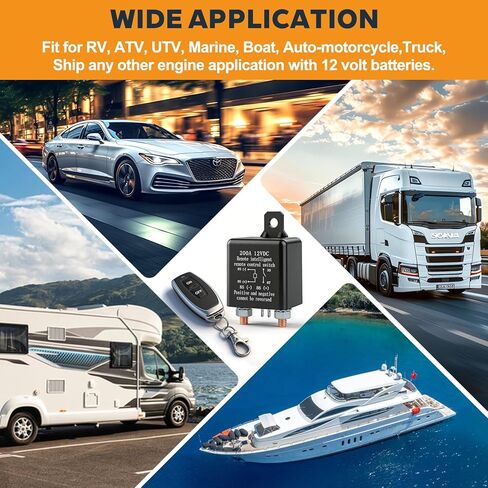 Remote Battery Disconnect Switch 12V, 200A Remote Control Battery Kill Switch, Anti Theft and Battery Drain Automatic Power Shut Off Switch for Car, Auto, ATV, Truck in Kuwait