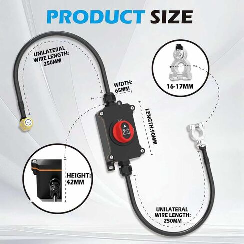 100A Battery Disconnect Switch, 12–48V Waterproof Top Post Battery Cut Off Switch with Wire(0.78ft) Heavy Duty for Car RV Boat and Vehicle(On/Off) in Saudi Arabia