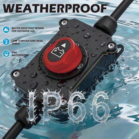 100A Battery Disconnect Switch, 12–48V Waterproof Top Post Battery Cut Off Switch with Wire(0.78ft) Heavy Duty for Car RV Boat and Vehicle(On/Off) in Saudi Arabia