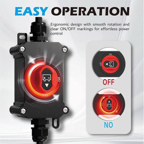 100A Battery Disconnect Switch, 12–48V Waterproof Top Post Battery Cut Off Switch with Wire(0.78ft) Heavy Duty for Car RV Boat and Vehicle(On/Off) in Saudi Arabia