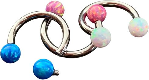 1 Piece Stunning Opal Ball Circular Barbell Horseshoe Lip Nipple Septum Ring - Cartilage Tragus - Body Jewelry in Saudi Arabia