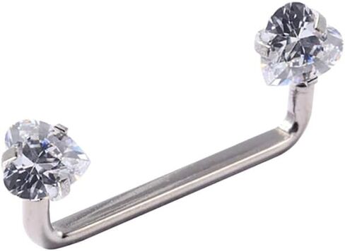 14G G23 Titanium Internally Threaded Staple Barbell Double Round Heart Star CZ Crystal Surface Piercing Jewelry Flat Surface Barbell Staple Piercing 12/14/16/18mm in Saudi Arabia