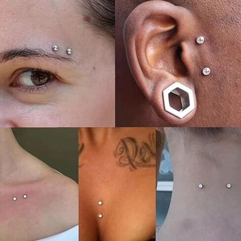 14G G23 Titanium Internally Threaded Staple Barbell Double Round Heart Star CZ Crystal Surface Piercing Jewelry Flat Surface Barbell Staple Piercing 12/14/16/18mm in Saudi Arabia