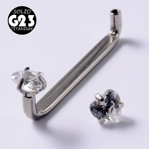 14G G23 Titanium Internally Threaded Staple Barbell Double Round Heart Star CZ Crystal Surface Piercing Jewelry Flat Surface Barbell Staple Piercing 12/14/16/18mm in Saudi Arabia