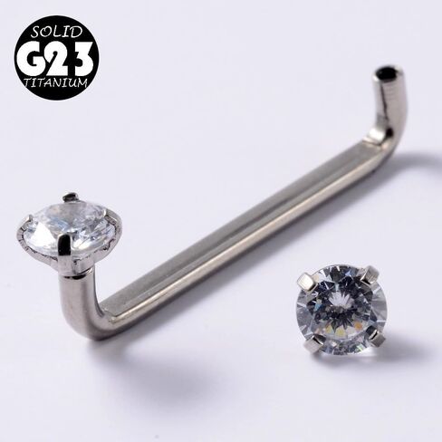 14G G23 Titanium Internally Threaded Staple Barbell Double Round Heart Star CZ Crystal Surface Piercing Jewelry Flat Surface Barbell Staple Piercing 12/14/16/18mm in Saudi Arabia