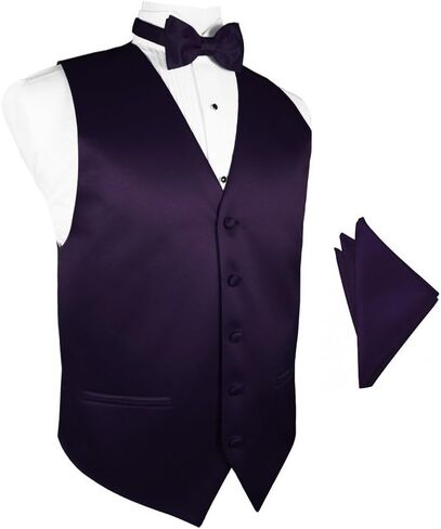 Amethyst Satin Tuxedo Vest with Bowtie & Pocket Square Set in Saudi Arabia