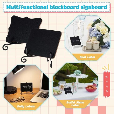 16 Set Mini Chalkboard Signs with Iron Stand, Food Labels for Party Buffet, Small Blackboard Labels, Catering Supplies Buffet Display for Wedding Place Cards Name Tags Party Decor in Kuwait