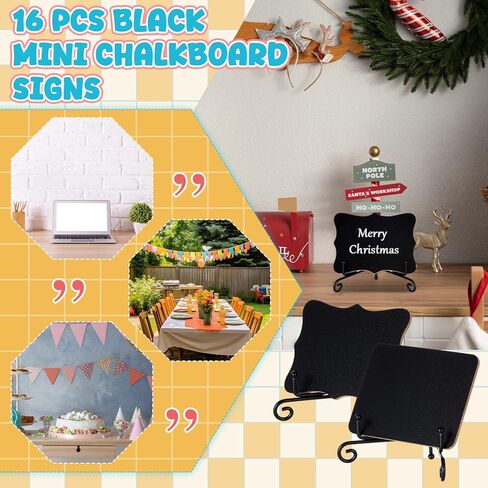 16 Set Mini Chalkboard Signs with Iron Stand, Food Labels for Party Buffet, Small Blackboard Labels, Catering Supplies Buffet Display for Wedding Place Cards Name Tags Party Decor in Kuwait