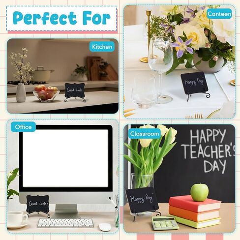 16 Set Mini Chalkboard Signs with Iron Stand, Food Labels for Party Buffet, Small Blackboard Labels, Catering Supplies Buffet Display for Wedding Place Cards Name Tags Party Decor in Kuwait