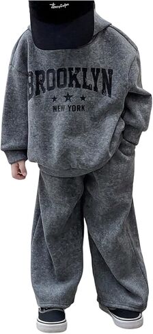 Milumia Boy's 2 Piece Outfits Graphic Long Sleeve Hoodie and Baggy Sweatpants Sets Sweatsuit in Saudi Arabia