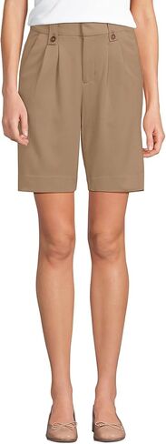Lands' End Women's Stretch Poly Rayon High Rise Pleated 10" Shorts in Saudi Arabia