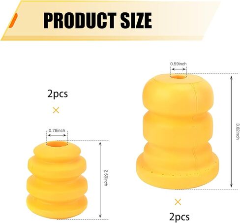 4PCS Car Front Rear Bump Stopper, Car Suspension Buffer Rubber Pad, Front/Rear Side Control Arm Bumper Bump Stop, 15153958 15039397, Compatible with Chevrolet Cadillac GMC (Yellow) in Kuwait
