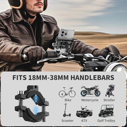 Aluminum Phone Holder for Bike–Universal Bike Cell Phone Holder Fits All Phones 4-7",Waterproof & Shockproof Motorcycle Phone Mount,360° Rotation Bicycle Phone Mount for E-Bike,Scooter,ATV​​ in Saudi Arabia