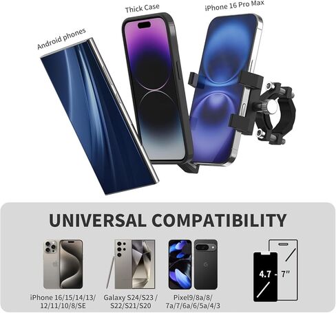Aluminum Phone Holder for Bike–Universal Bike Cell Phone Holder Fits All Phones 4-7",Waterproof & Shockproof Motorcycle Phone Mount,360° Rotation Bicycle Phone Mount for E-Bike,Scooter,ATV​​ in Saudi Arabia