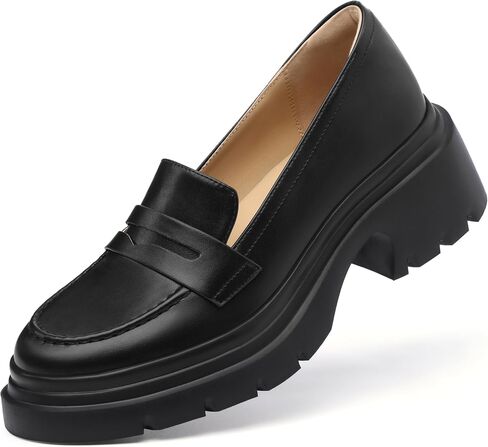 FEMSTEP Women Loafers, Platform Chunky Heeled Penny Loafers Women's Lightweight Slip On Shoes for Women Business Casual, Comfortable Work Office Dress Shoes for Womens in Saudi Arabia