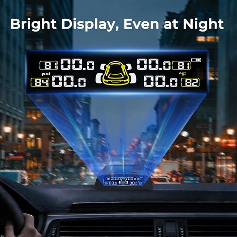 Tire Pressure Monitoring System - TPMS with Solar and USB Charger, 4 Tire Sensors and 6 Alarm Modes, Auto on/Off and Voice Prompt, TPMS with Color LCD Screen, for RV, Sedan, SUV, MPV, etc in Saudi Arabia