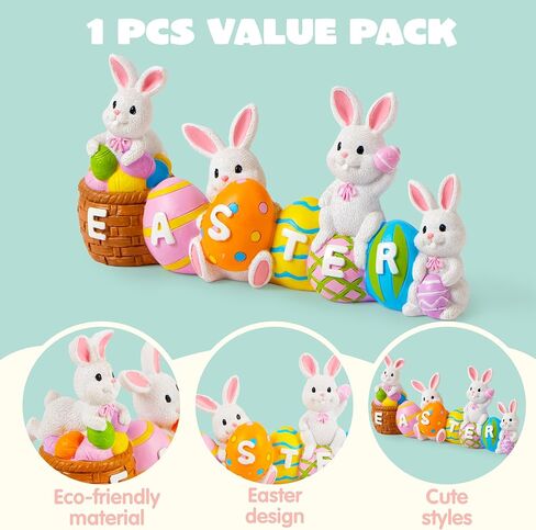 JOYIN Easter Bunny Eggs with The Word Easter Resin Centerpiece Decor 4 Rabbits Bunny & Egg Tabletop Figuring for Home and Office Decoration in Saudi Arabia