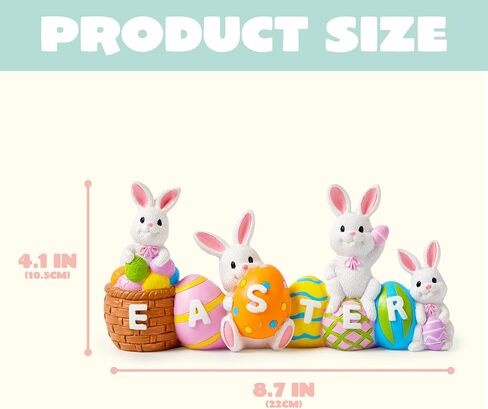 JOYIN Easter Bunny Eggs with The Word Easter Resin Centerpiece Decor 4 Rabbits Bunny & Egg Tabletop Figuring for Home and Office Decoration in Saudi Arabia