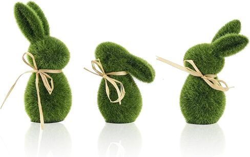 Set of 3 Easter Bunny Figurine, Resin Wildflower Bunny Decorations for Home Indoor, Spring Rabbit Small Statue Living Room Table Centerpieces Mantel Tiered Tray Shelf Office Desk Top Decor in Saudi Arabia