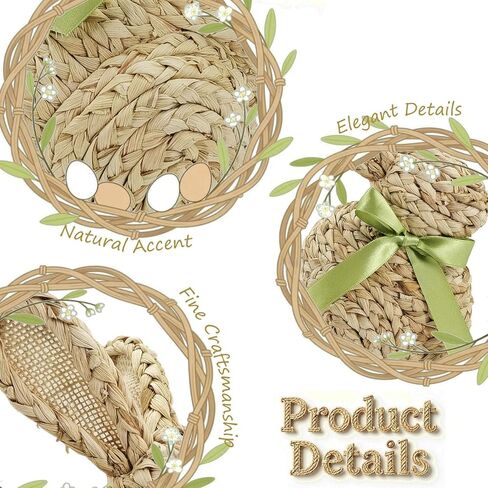naturevibe 12/9 Inches Cornhusk Bunny Easter Decor,Set of 2 Natural Woven Bunny Figurine w Spring Decor Bow as Easter Decorations for The Home,Decorative Farm Animals as Table Centerpieces in Kuwait